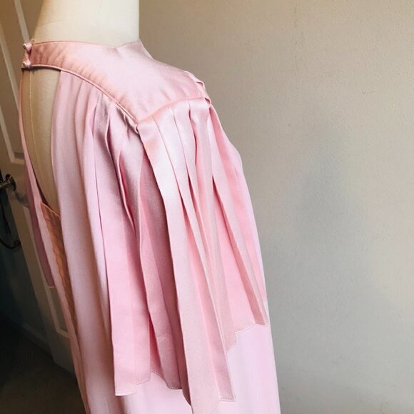 Lizzy & Johnny Vintage 80's Lucero Dress Pink Pleated Cap Sleeves Midi Size 12 - Picture 5 of 6